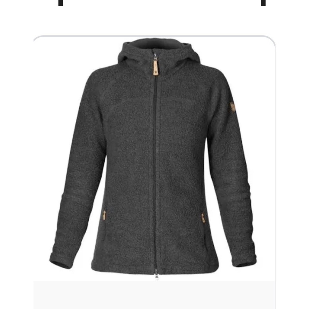 Fjallraven Jacket Women Medium Kaitum Fleece Dark Gray Wool Hooded Full Zip RR-1